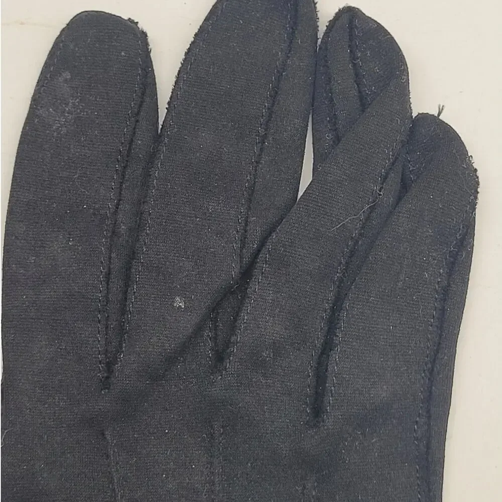 Vintage Crescendoe Black Cotton Opera Gloves Elbow Length 1950s Coquette Whimsy